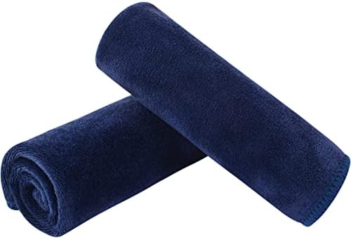 SINLAND Microfiber Facial Cloths Fast Drying Washcloth 12inch x 12inch (Pack of 2, Navy Blue)