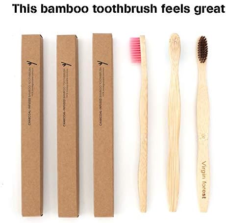 Virgin Forest Bamboo Toothbrushes 6pk, Soft Bristles BPA Free Eco