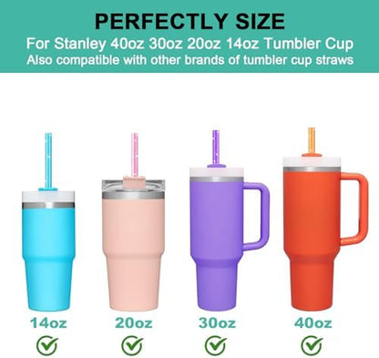 6 PCS Replacement Straws for Stanley|Owala|Simple Modern 40oz 30oz Tumbler, Reusable Color Drinking Straws with Cleaning Brush for Stanley Cup Accessorie，BPA Free, Dishwasher Safe