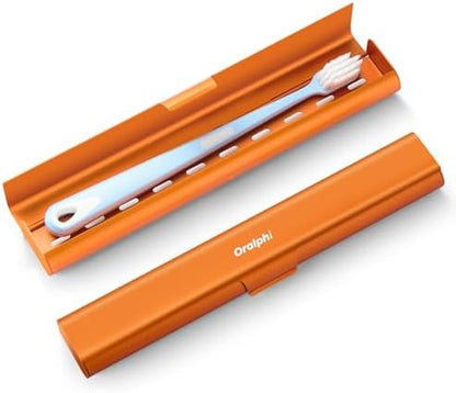 Aluminum Toothbrush Travel Case, Portable Travel Toothbrush Holder, Durable Manual Toothbrush Box Container for Traveling, Bathroom, Camping, Business Trip-Pumpkin Orange