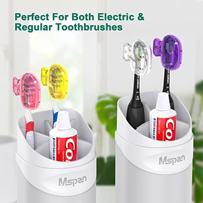Mspan Toothbrush Head Cover Cap: Tooth Brush Protector Clip Compatible with Oral-B Philips Colgate AquaSonic - Plastic Pod Travel Case - 4 Packs