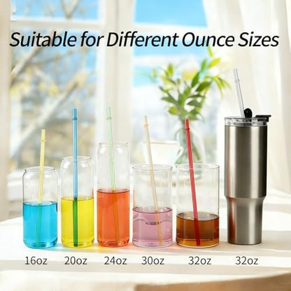 25 Pack 10.5" Plastic Reusable Replacement Drinking Straws