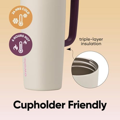 Owala SmoothSip Slider Stainless Steel Insulated Travel Mug with Handle, 100% Leak Proof, For Hot and Cold Drinks, Travel Friendly with Sliding Lock Lid, BPA Free, 24 oz, Daybreak