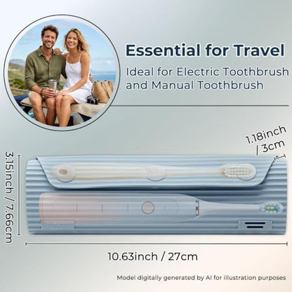 Electric Toothbrush Travel Case with 2 Head Covers, Blue