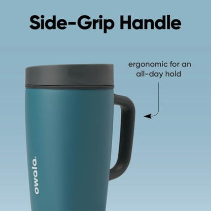 Owala SmoothSip Slider Stainless Steel Insulated Travel Mug with Handle, 100% Leak Proof, For Hot and Cold Drinks, Travel Friendly with Sliding Lock Lid, BPA Free, Leak Proof, 12oz, High Dive