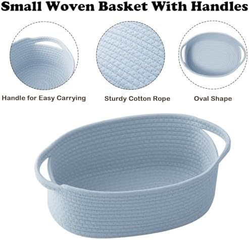 Blue Woven Rope Basket - Baby Gift Basket with Bag & Ribbon