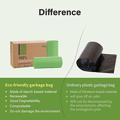 Compost Bags 8 Gallons 30Liter Extra Thick 0.87 Mils Food scrap waste bags with US BPI ASTM D6400 and Europe OK Compost Home Certified