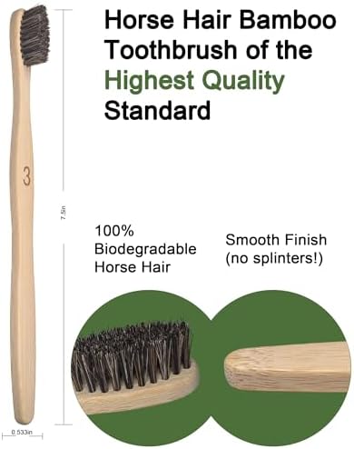 Natural Horse Bristle Bamboo Toothbrush 10 Pack Adult