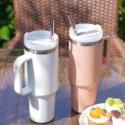 Vinaco 4 Pack 0.35" Wide Bore Reusable Stainless Steel Smoothie Straws