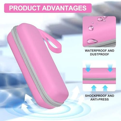 Travel Case for Oral-B/Oral-B Pro/Phlips Sonicare Electric Toothbrush with 2pcs Toothbrush Heads Cover Cap, Portable Hard Protective Storage Bag with Accessories Storage (Pink)