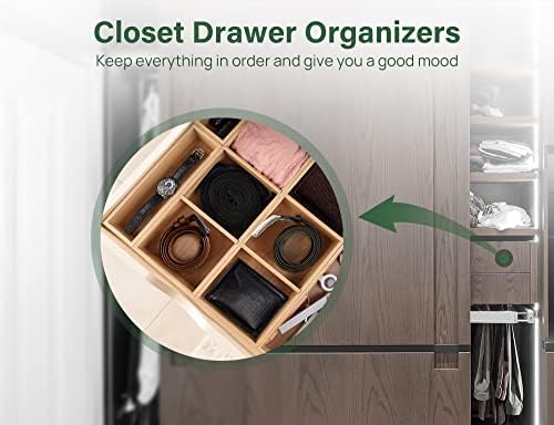 Kootek 6Pcs Bamboo Drawer Organizer 3-Size Kitchen Storage Box for Flatware