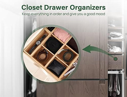 Kootek 6Pcs Bamboo Drawer Organizer 3-Size Kitchen Storage Box for Flatware