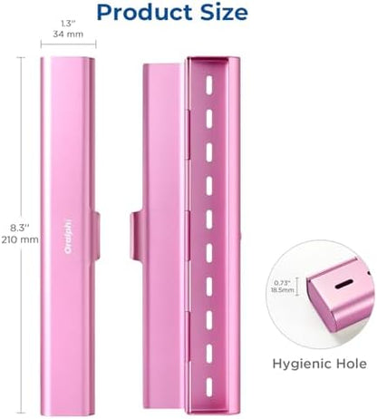Aluminum Toothbrush Travel Case, Portable Travel Toothbrush Holder, Durable Manual Toothbrush Box Container for Traveling, Bathroom, Camping, Business Trip-Pink