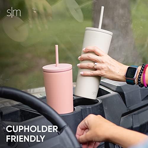 Simple Modern Insulated Tumbler with Lid and Straw | Iced Coffee Cup Reusable Stainless Steel Water Bottle Travel Mug | Gifts for Women Men Her Him | Classic Collection | 24oz | Ember Red
