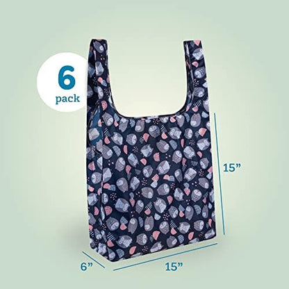 Reusable Grocery Bags 6 Pack Foldable, Washable Large Tote for Shopping