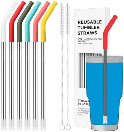 30 oz Straight Metal Straws with Silicone Tip for 30 oz Tumbler