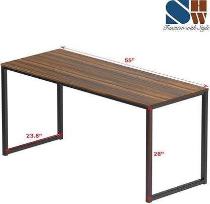 SHW Mission 55-Inch Home Office Computer Desk, Walnut