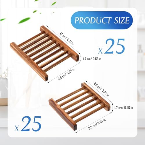 Sawysine 50 Pcs Bamboo Soap Holder Self Draining,Charcoal Color