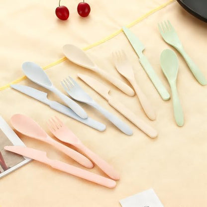 Wheat Straw Portable Cutlery Set Reusable Knife Fork Spoon Tableware