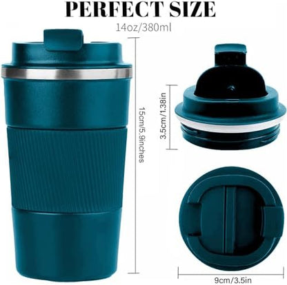 Insulated Travel Coffee Mug, Stainless Steel Coffee Cup with Leakproof Lid
