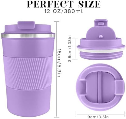 Insulated Travel Coffee Mug, Stainless Steel Coffee Cup with Leakproof Lid
