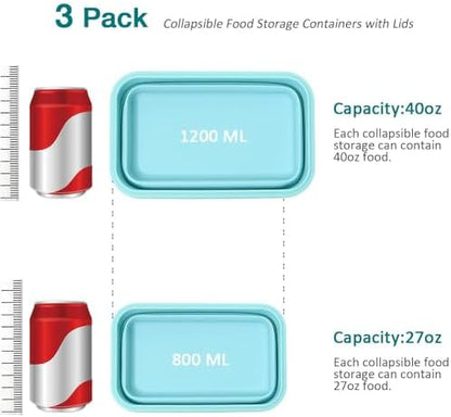 Alimat PluS 3 Pack 40.5oz Silicone Collapsible Food Storage Containers