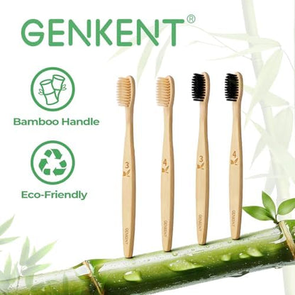 GENKENT Ultra Soft Bamboo Toothbrush, 12 Pack, 0.15mm Bristles
