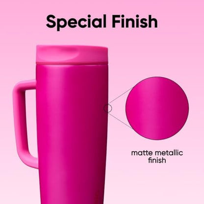 Owala SmoothSip Slider Stainless Steel Insulated Travel Mug with Handle, 100% Leak Proof, For Hot and Cold Drinks, Travel Friendly with Sliding Lock Lid, 24 oz, BPA Free, Leak Proof, Read My Lips