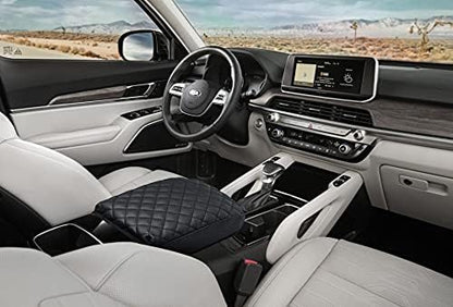 KMMOTORS Telluride Console Cover, Armrest Cushion, Vegan Leather, Console lid Protector, Anti-Scratch (Black)