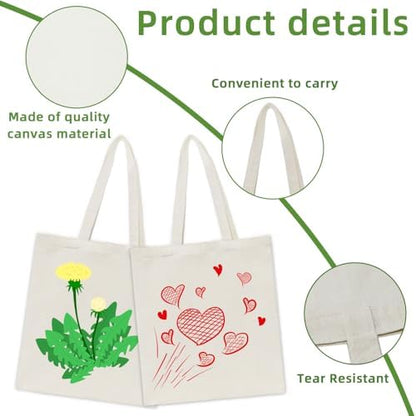 HECTOLIFE 6/12/24/48/ 96 Pack Canvas Tote Bags,Reusable Blank Canvas for Shopping Bags