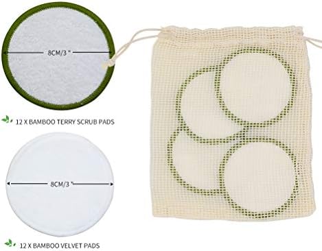 Chloven Reusable Makeup Remover Pads 24 Pack Washable Bamboo Pads