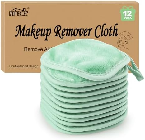 HOMEXCEL Makeup Remover Cloth 12 Pack Reusable Makeup Remover Pads Washable