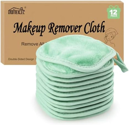 HOMEXCEL Makeup Remover Cloth 12 Pack Reusable Makeup Remover Pads Washable