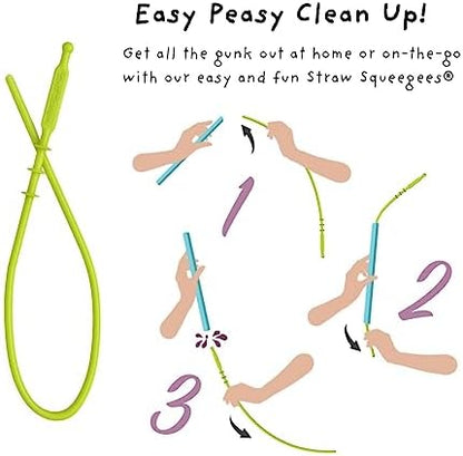 Softy Straws Wide Premium Reusable Silicone Drinking Straws + Patented Straw Squeegee - 9” Long With Curved Bend for 20 30 32 oz Tumblers Non Rubber, Flexible, Safe for Kids/Toddlers, Smoothie