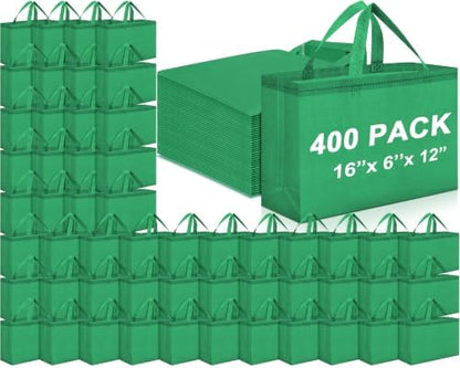 Windyun Reusable Grocery Bags Large Non Woven Shopping Bags with Handles Foldable Portable Tote, 16x6x12 Inch