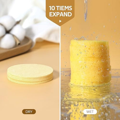 GAINWELL 50-Count Compressed Face Sponges, 100% Natural Wooden Cellulose Cosmetic Spa Sponge for Facial Cleansing, Exfoliating Mask, Makeup Removal