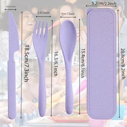 Wheat Straw Travel Cutlery Set Portable Knife Fork Spoon with Storage Case