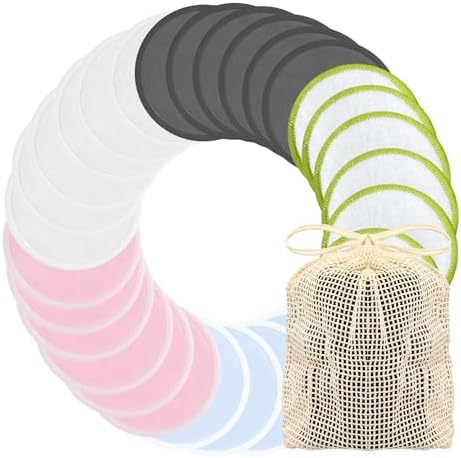 Chloven Reusable Cotton Rounds 30 Pack Washable Bamboo Makeup Remover Pads