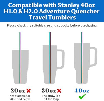 Tomorotec 8PCS Stainless Steel Straws Fit for 40oz Stanley Tumblers