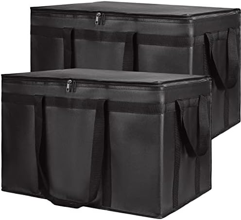2-Pack Insulated Food Delivery Bag, XXX-Large Cooler Bags, Black