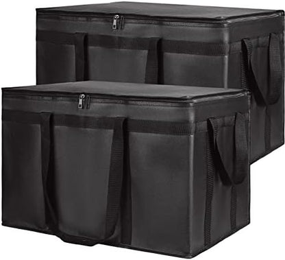 2-Pack Insulated Food Delivery Bag, XXX-Large Cooler Bags, Black