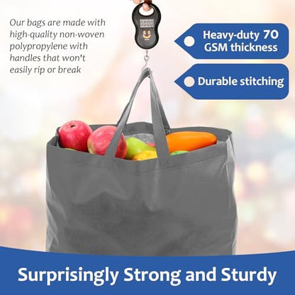 50 Pcs Reusable Tote Bag with Handles Bulk 16.1'' X 6.3'' X 11.8'' Extra Large Non Woven Grocery Shopping Bags for Boutiques Retail Store (Gray)