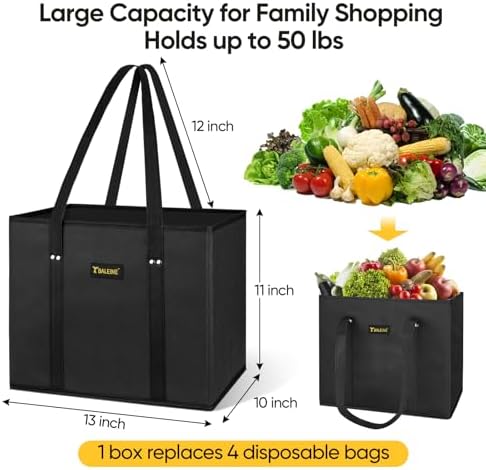 BALEINE 3PK Reusable Grocery Bags, Heavy Duty Shopping Tote Bag