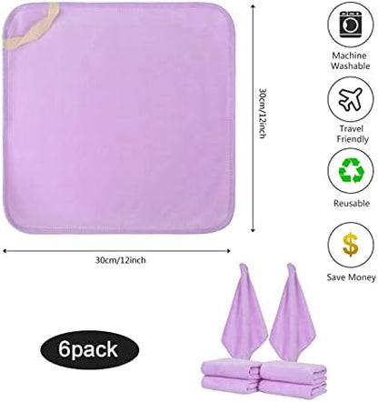 SINLAND Microfiber Facial Cloths Fast Drying Washcloth 12inch x 12inch Light purple 6 pack