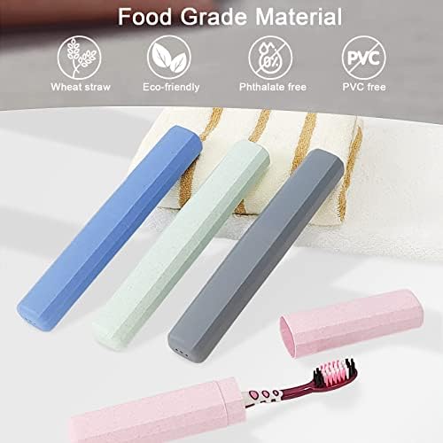 Mulbozy Travel Toothbrush Case, Portable Toothbrush Protector Cover, Breathable Wheat Straw Toothbrush Holder for Traveling, Camping, Business, Home, School, Gym, and More - 4 Packs