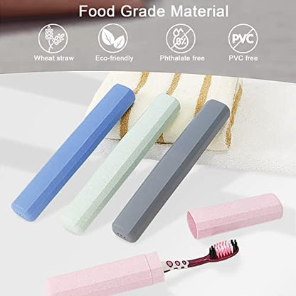 Mulbozy Travel Toothbrush Case, Portable Toothbrush Protector Cover, Breathable Wheat Straw Toothbrush Holder for Traveling, Camping, Business, Home, School, Gym, and More - 4 Packs
