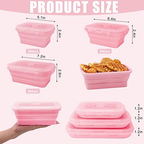 3 Set Silicone Food Storage Containers With Lids, Lunch Box