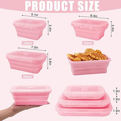 3 Set Silicone Food Storage Containers With Lids, Lunch Box