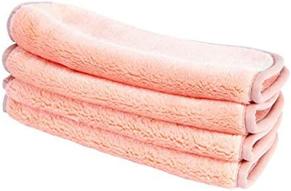 Eurow Reusable Makeup Remover Cloths, Soft Microfiber Face Towels for All Skin Types, Chemical-Free, Protective, Machine Washable, Gentle & Effective Facial Cleansing, 8"x8", Coral, 4-Pack