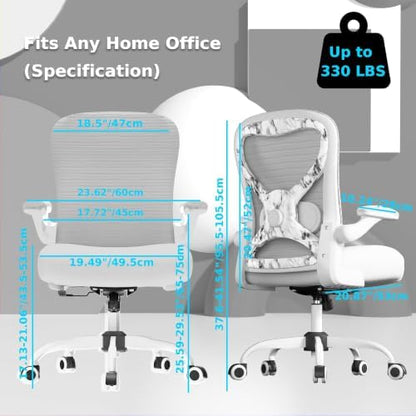 Ergonomic Home Office Chair, 4-Way Lumbar, Thick Cushion, 330LBS